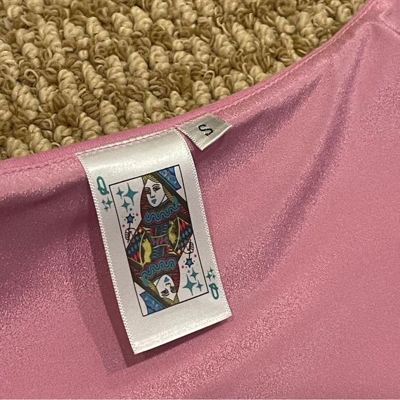 Queen of Sparkles Diagonal Metallic Pink Fringe Dress Small - Picture 7 of 13